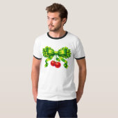 Lucky Clover Bow with Cherries Green Design T-shirt (Voorkant volledig)