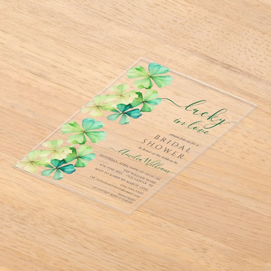 Lucky Clover Bridal Shower Uitnodiging Acryl Uitnodigingen (Laagn)