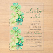 Lucky Clover Bridal Shower Uitnodiging Acryl Uitnodigingen (Voorkant)