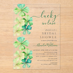 Lucky Clover Bridal Shower Uitnodiging Acryl Uitnodigingen
