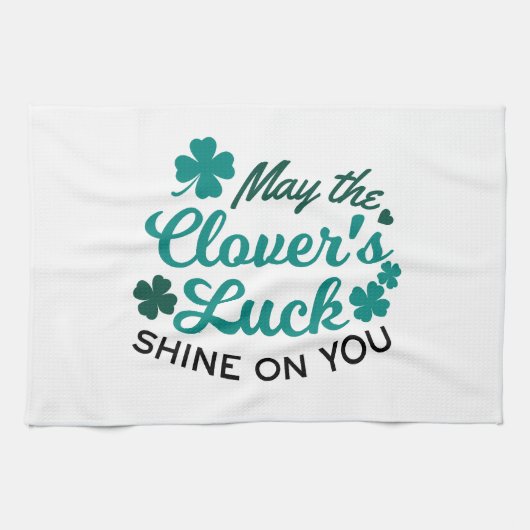 Lucky Clover Charm - May the Clover's Luck Shine Theedoek (Horizontaal)