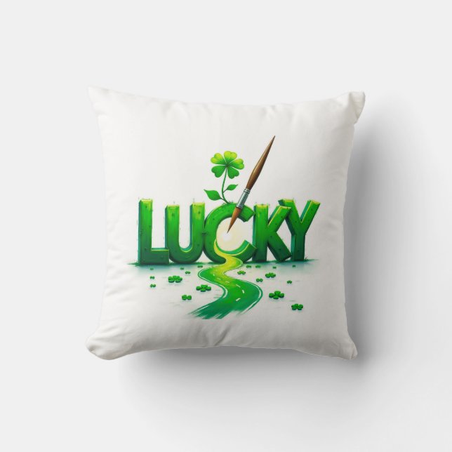 Lucky Clover Design voor St. Patrick's Day Kussen (Voorkant)
