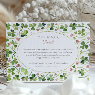 Lucky Clover & Hearts Wedding Details Behuizing Informatiekaartje