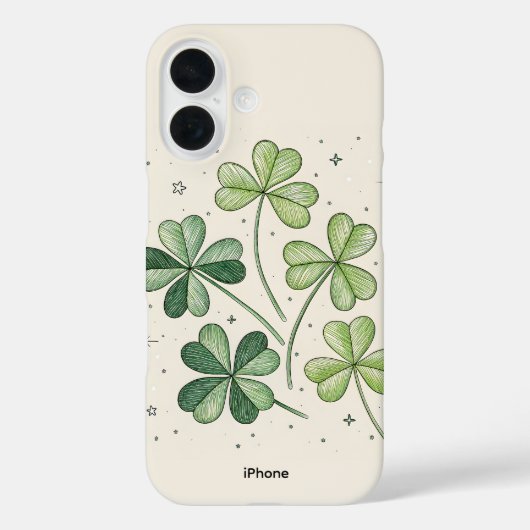 Lucky Clover iPhone 16 Coque (Verso)