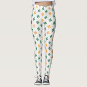 Lucky Clover Pattern Green Oranje St Patrick's Day Leggings (Voorkant)