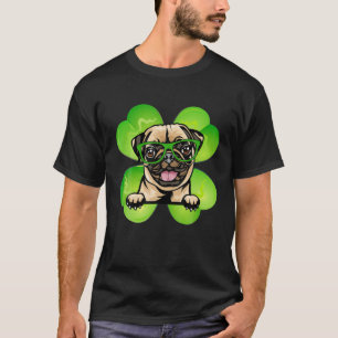 Lucky Clover Pug Funny St Patricks Day Costuum T-shirt