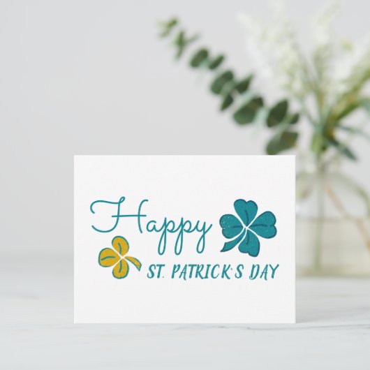 Lucky Clover Shamrock Drawing St. Patrick's Day Feestdagenkaart (Staand voorkant)