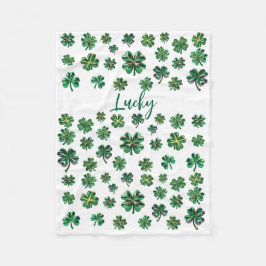 Lucky Clover Shamrock Fleece Deken