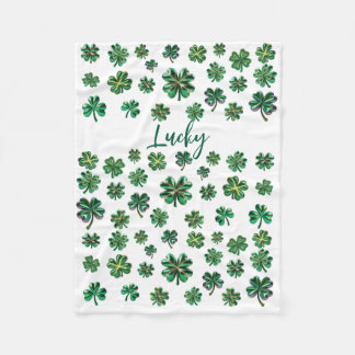 Lucky Clover Shamrock Fleece Deken