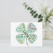 Lucky Clover Word Art Briefkaart (Staand voorkant)
