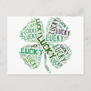 Lucky Clover Word Art Briefkaart