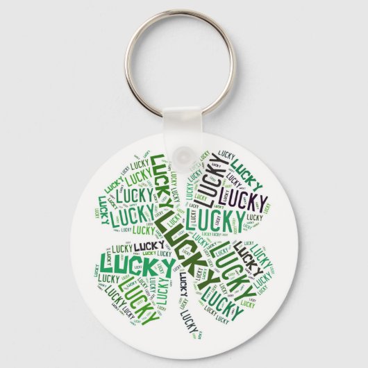 Lucky Clover Word Art Sleutelhanger (Voorkant)