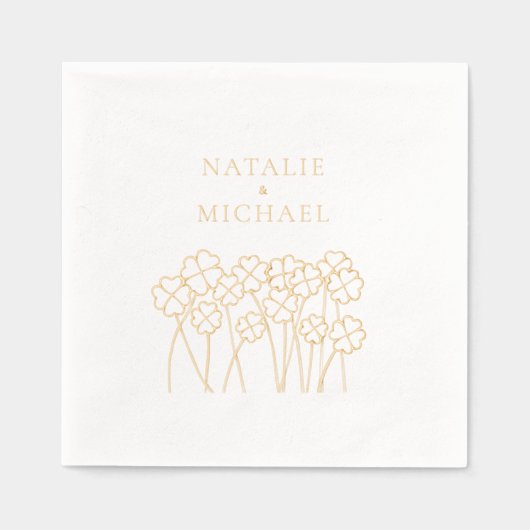 Lucky Clovers Shamrocks Élégants noms Mariage (Recto)