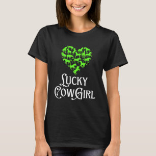 Lucky Cowgirl Paard Meisje St Paddy's Day Groen Ha T-shirt