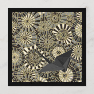 Lucky Crane Gold Japanse waaierpatroon Kaart