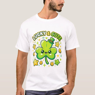 Lucky & Cute Klavertje Vier Kawaii Design T-shirt