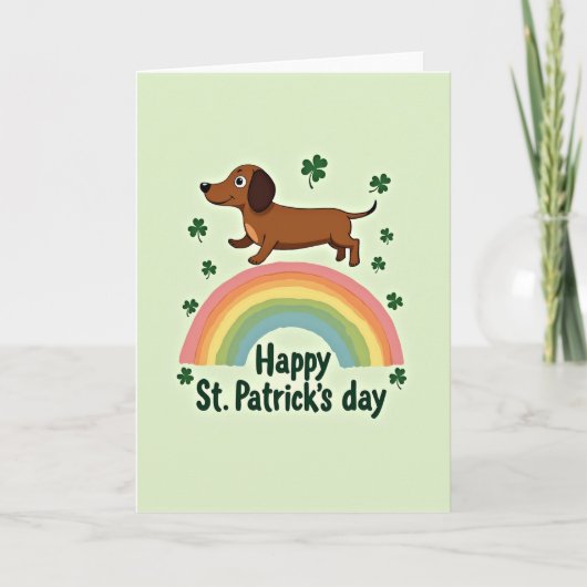 Lucky Dachshund Rainbow Card Kaart (Voorkant)