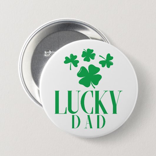Lucky Dad - Shamrock Vaderdag Button (Voorkant /achterkant)