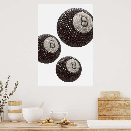 Lucky Disco 8 ROZE, Lucky 8 disco bal, snooker Poster (Keuken)