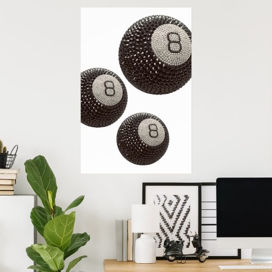 Lucky Disco 8 ROZE, Lucky 8 disco bal, snooker Poster (Thuiskantoor)