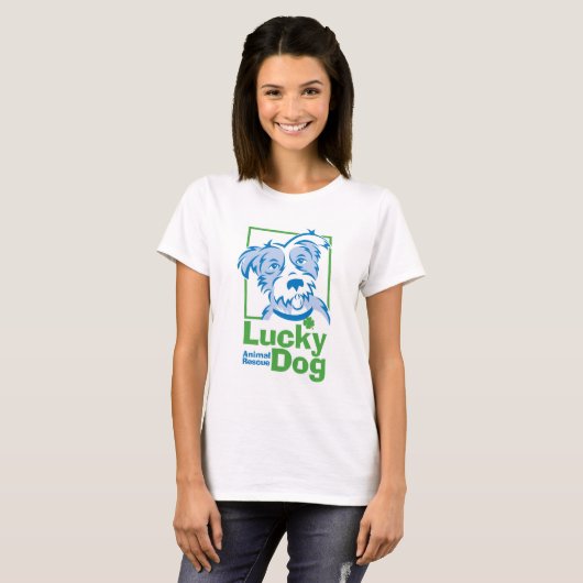 Lucky Dog Basic T-Shirt voor vrouwen (Voorkant volledig)