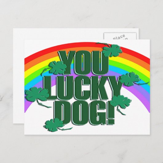 Lucky Dog en Rainbow St. Patrick's Day Briefkaart (Voorkant / Achterkant)