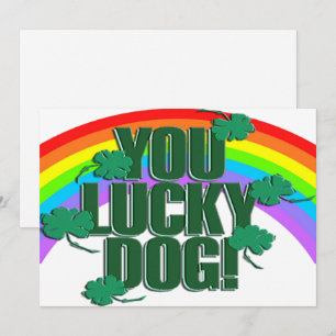 Lucky Dog en Rainbow St. Patrick's Day Flat Feestdagenkaart