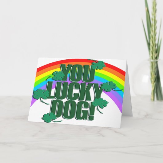 Lucky Dog en Rainbow St. Patrick's Day Kaart (Voorkant)