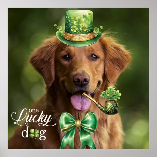 Lucky Dog Funny Custom Foto St. Patrick's Day Poster (Voorkant)