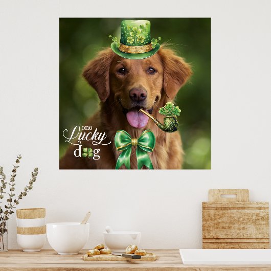 Lucky Dog Funny Custom Foto St. Patrick's Day Poster (Keuken)