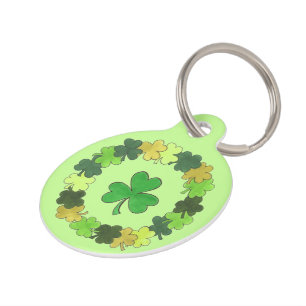 Lucky Dog Green Irish Shamrock Clover Wreath Luck Huisdierpenning