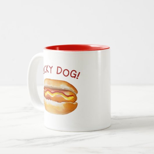 Lucky Dog Summer Cookout Coffee Mok - Funny Hot Do (Voorkant links)