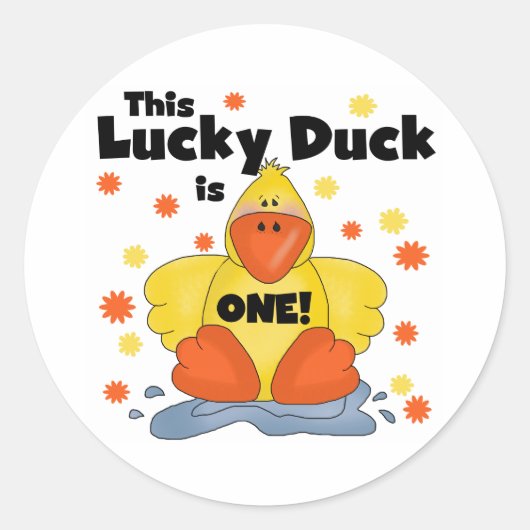 Lucky Duck 1st Birthday T-shirts en cadeautjes Ronde Sticker (Voorkant)