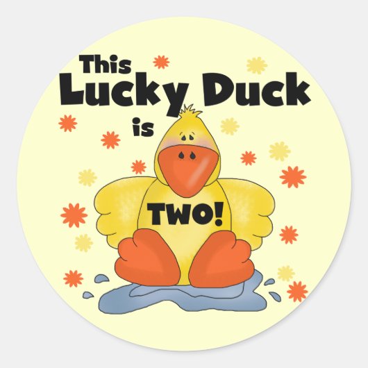 Lucky Duck 2e verjaardag Tshirts en geschenken Ronde Sticker (Voorkant)