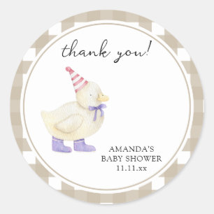 Lucky Duck-Baby shower Ronde Sticker