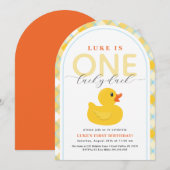 Lucky Duck First Birthday Arch Invitation (Devant / Derrière)
