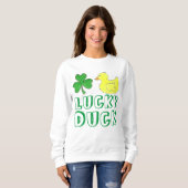 Lucky Duck Green Shamrock Saint Patrick's Day Trui (Voorkant volledig)
