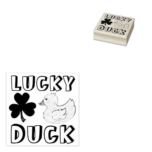Lucky Duck Rubber Ducky Shamrock Clover Rubberstempel (Gestempeld)