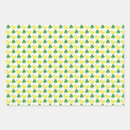Lucky Duck Rubby Duck Shamrock Clover Good Luck Inpakpapier Vel (Voorkant)
