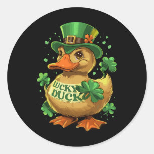 Lucky Duck Shamrock Grappig St Patricks Dag Waterf Ronde Sticker
