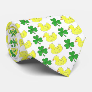 Lucky Duck St. Patrick's Day Shamrock Rubber Ducky Stropdas