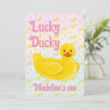 Lucky Ducky Eerste Verjaardagsuitnodiging