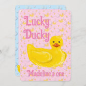 Lucky Ducky First Birthday Invitation (Devant / Derrière)