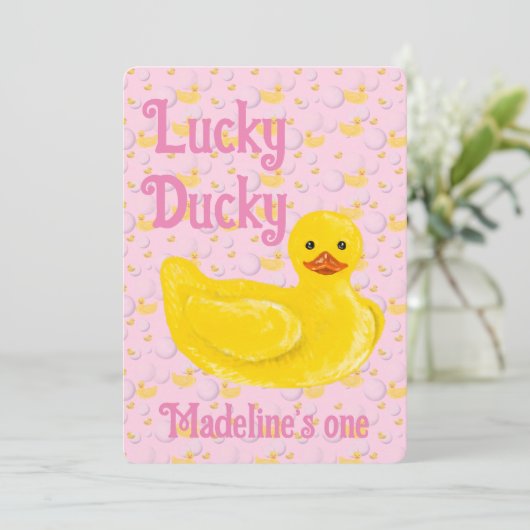 Lucky Ducky First Birthday Invitation (Debout devant)