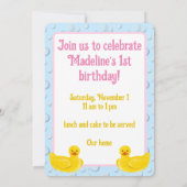 Lucky Ducky First Birthday Invitation (Dos)