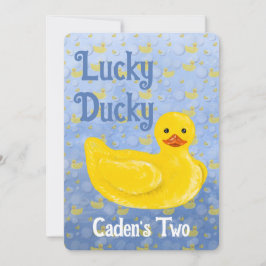 Lucky Ducky Second Birthday Invitation Kaart