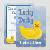 Lucky Ducky Third Birthday Invitation Kaart (Voorkant / Achterkant)