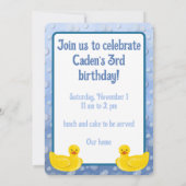 Lucky Ducky Third Birthday Invitation Kaart (Achterkant)
