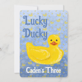 Lucky Ducky Third Birthday Invitation Kaart