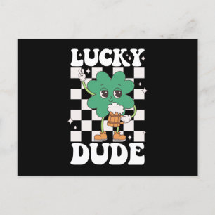 Lucky Dude Shamrock St Patricks Day Irish Groovy Briefkaart